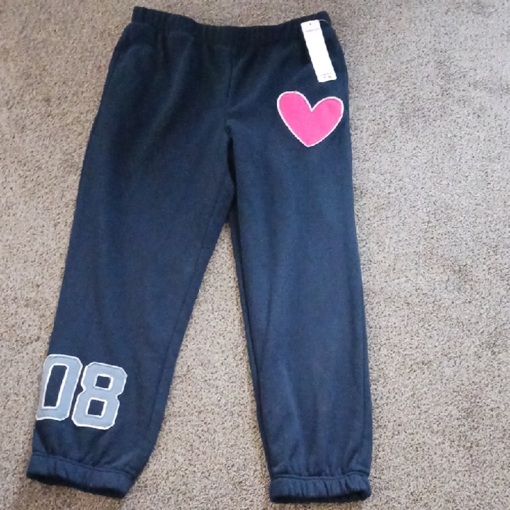 ** Girls XL -.Madden Girl Navy Joggers with Pink Heart and Number NWT